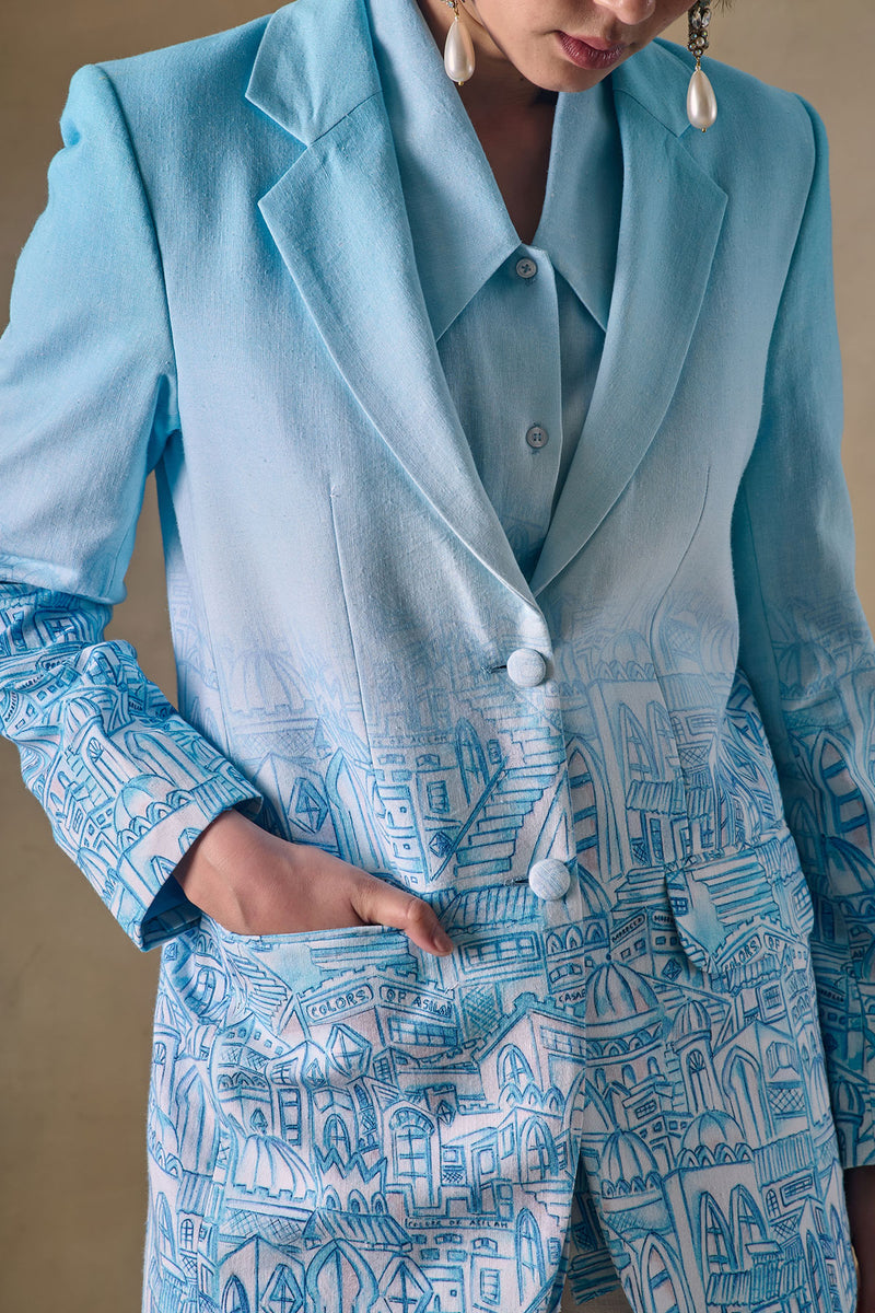 Blue Landscape Gradient Blazer