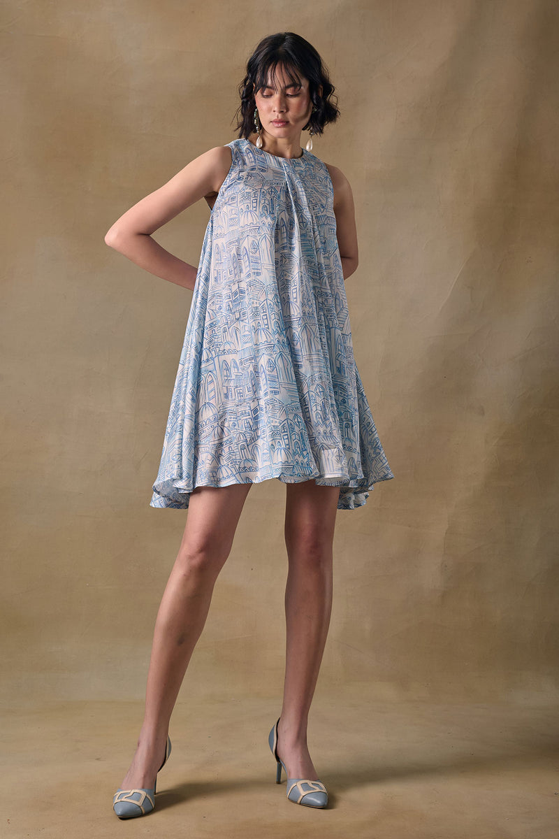 Blue Landscape Monroe Dress