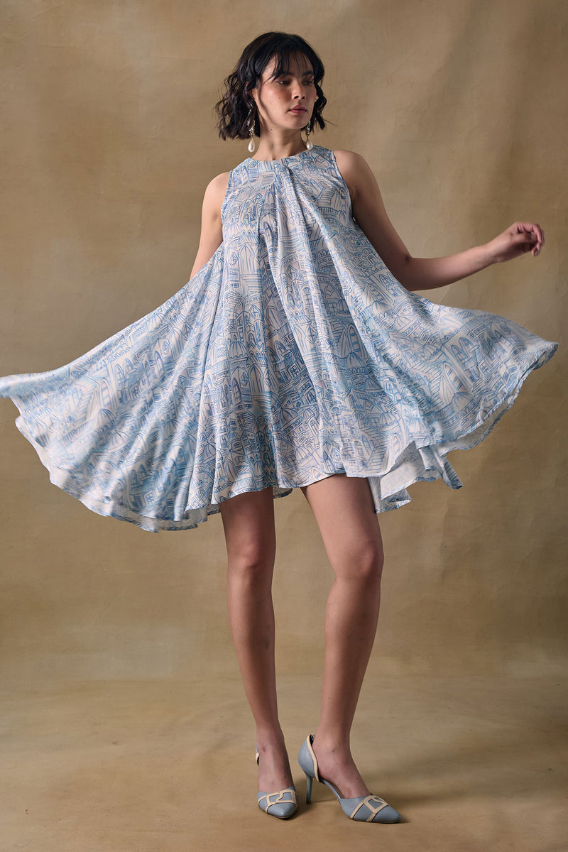 Blue Landscape Monroe Dress