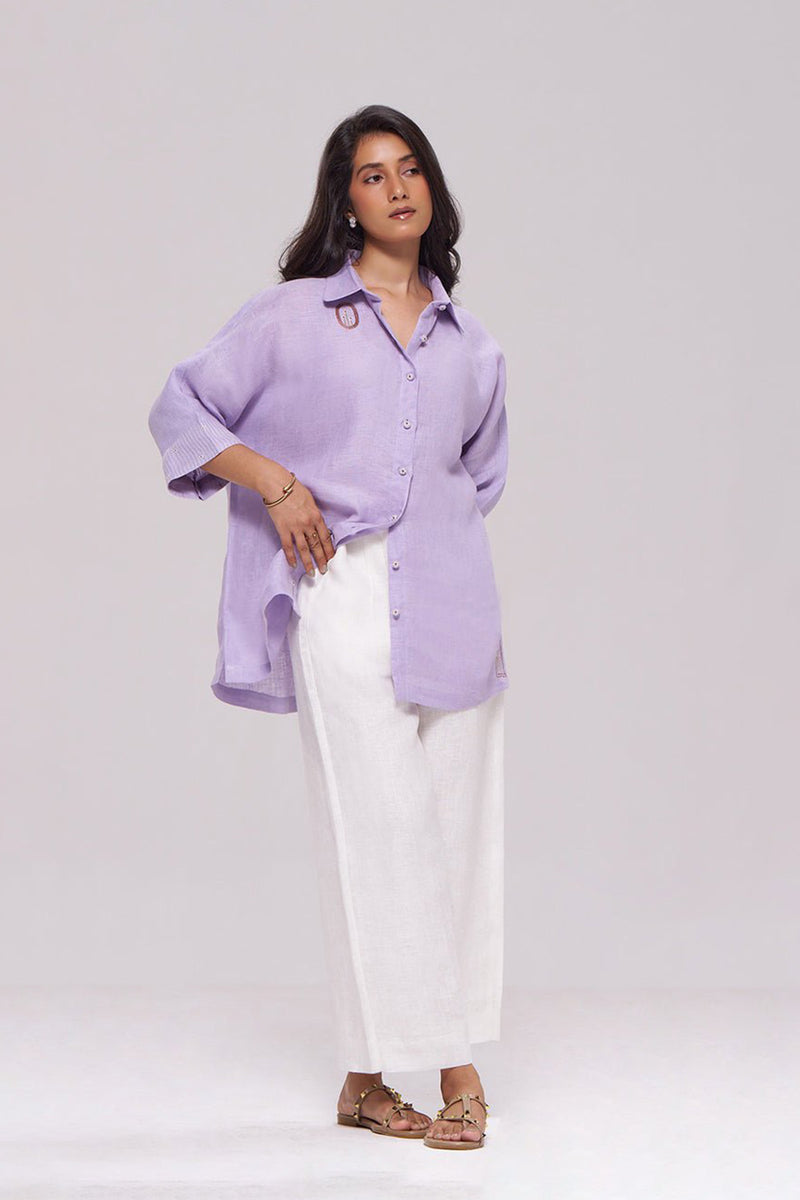 Pastel Lilac Pure Linen Shirt