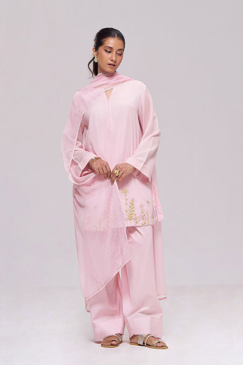 Light Pink Mul-Chanderi Kurta Set