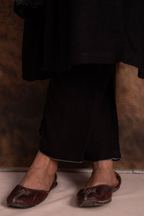 Black Linen Kurta Set with Odhani