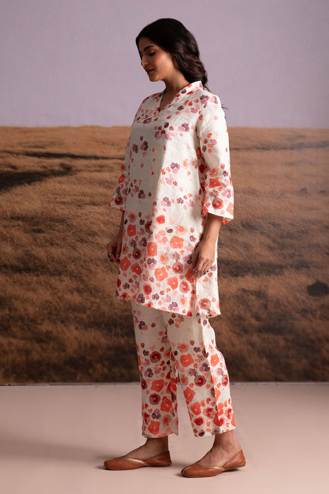 Pure Hemp Floral Co-ord Set-Cream