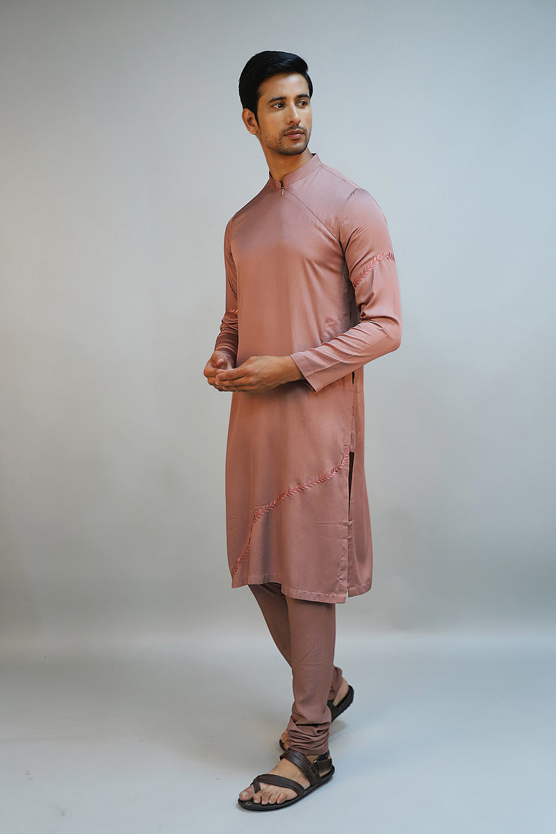 Deep Mauve Modal Silk Thread Embroidered Kurta Set