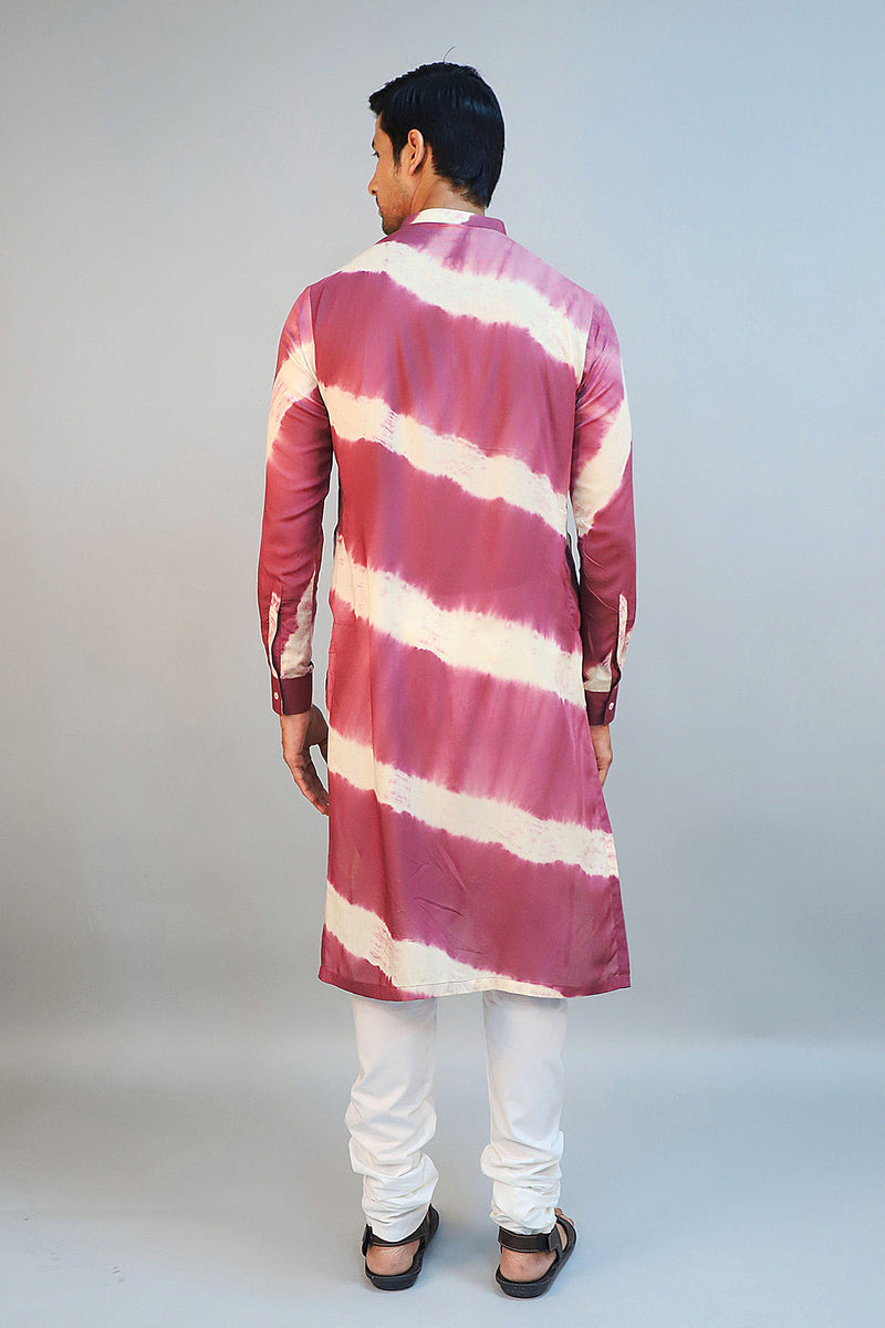 Wine Modal Silk Tie-Dye Kurta