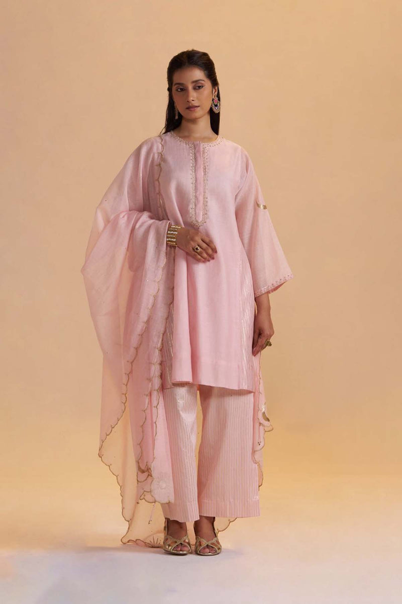 Rose Quartz Silk Festive Kurta Set