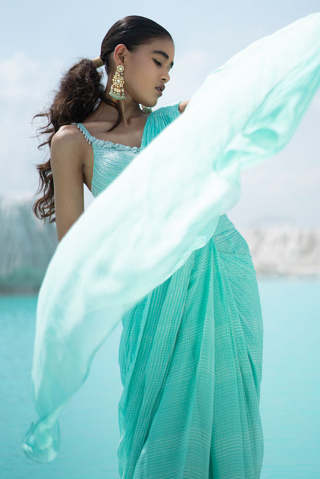 Safar Aqua Saree Set