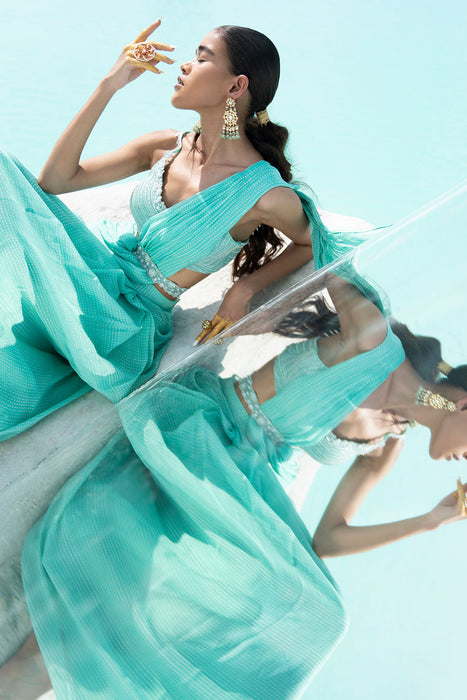 Safar Aqua Saree Set