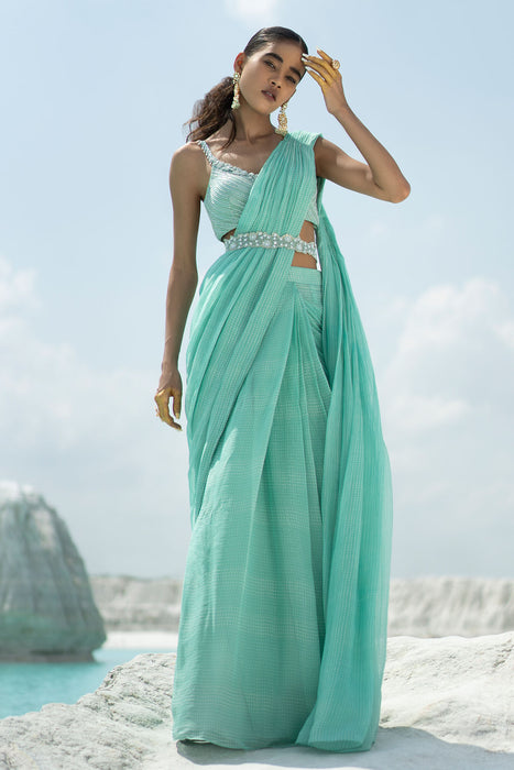 Safar Aqua Saree Set