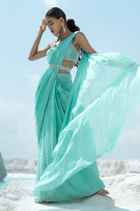 Safar Aqua Saree Set