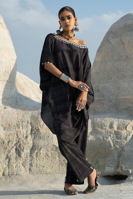 Safar Black Cowl Kurta Set