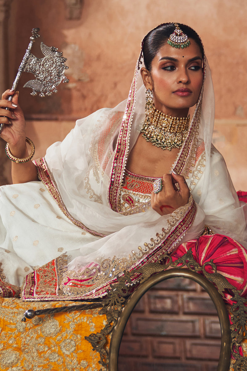 SAMREEN - DAISY IVORY SHORT KURTA WITH SHARARA AND DUPATTA