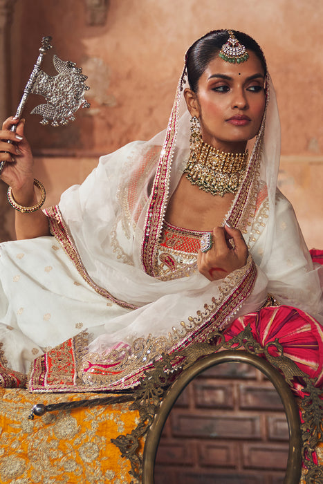 SAMREEN - DAISY IVORY SHORT KURTA WITH SHARARA AND DUPATTA