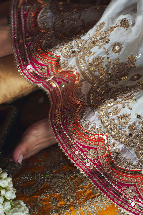 SAMREEN - DAISY IVORY SHORT KURTA WITH SHARARA AND DUPATTA