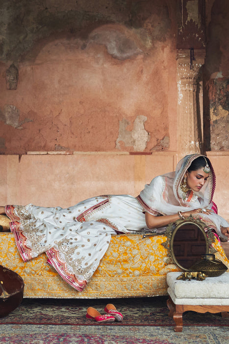 SAMREEN - DAISY IVORY SHORT KURTA WITH SHARARA AND DUPATTA