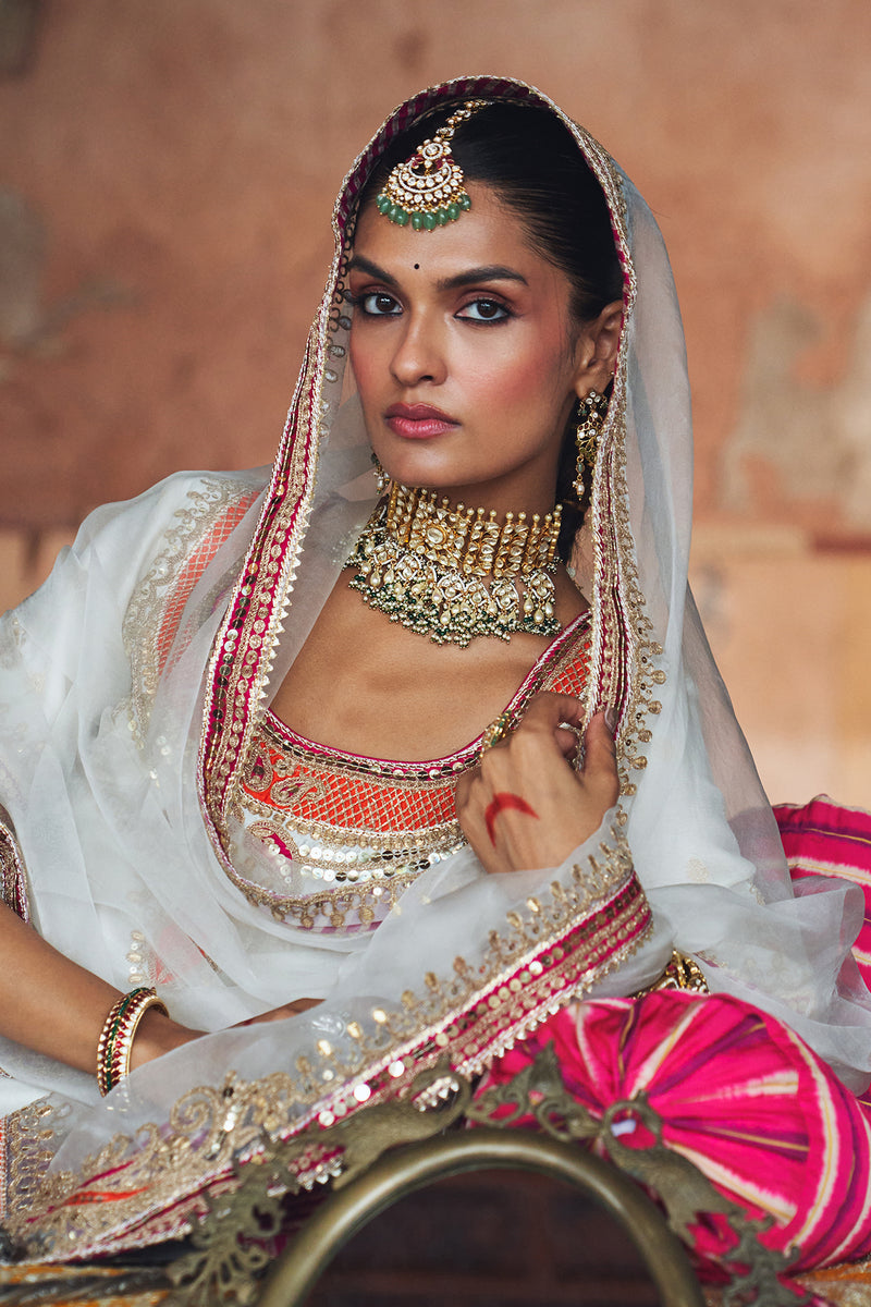 SAMREEN - DAISY IVORY SHORT KURTA WITH SHARARA AND DUPATTA