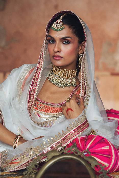 SAMREEN - DAISY IVORY SHORT KURTA WITH SHARARA AND DUPATTA