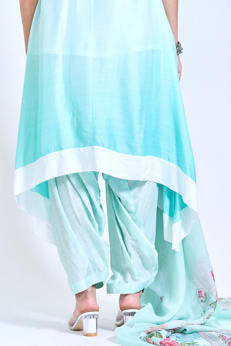 Turquoise Ombre Kurta Set