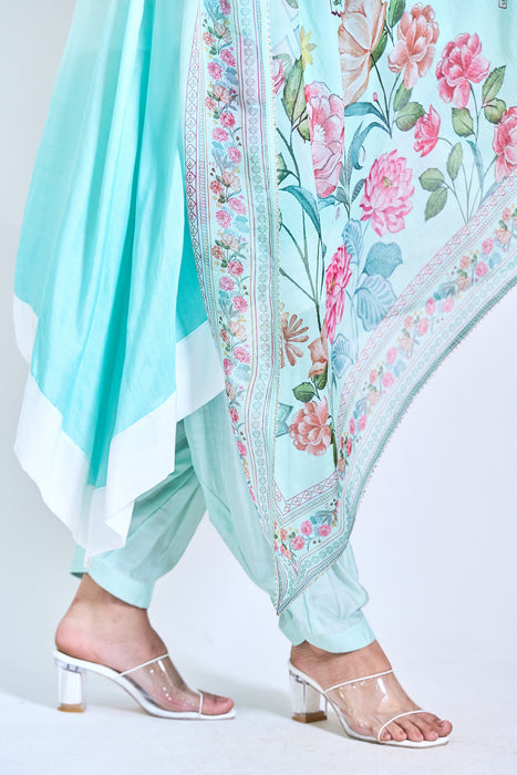 Turquoise Ombre Kurta Set