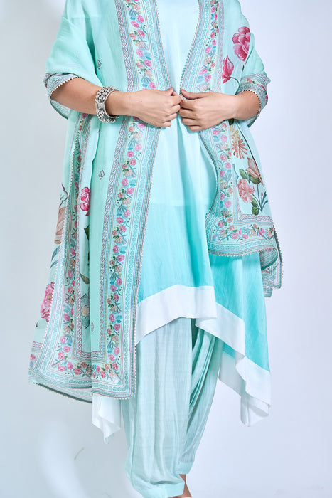 Turquoise Ombre Kurta Set