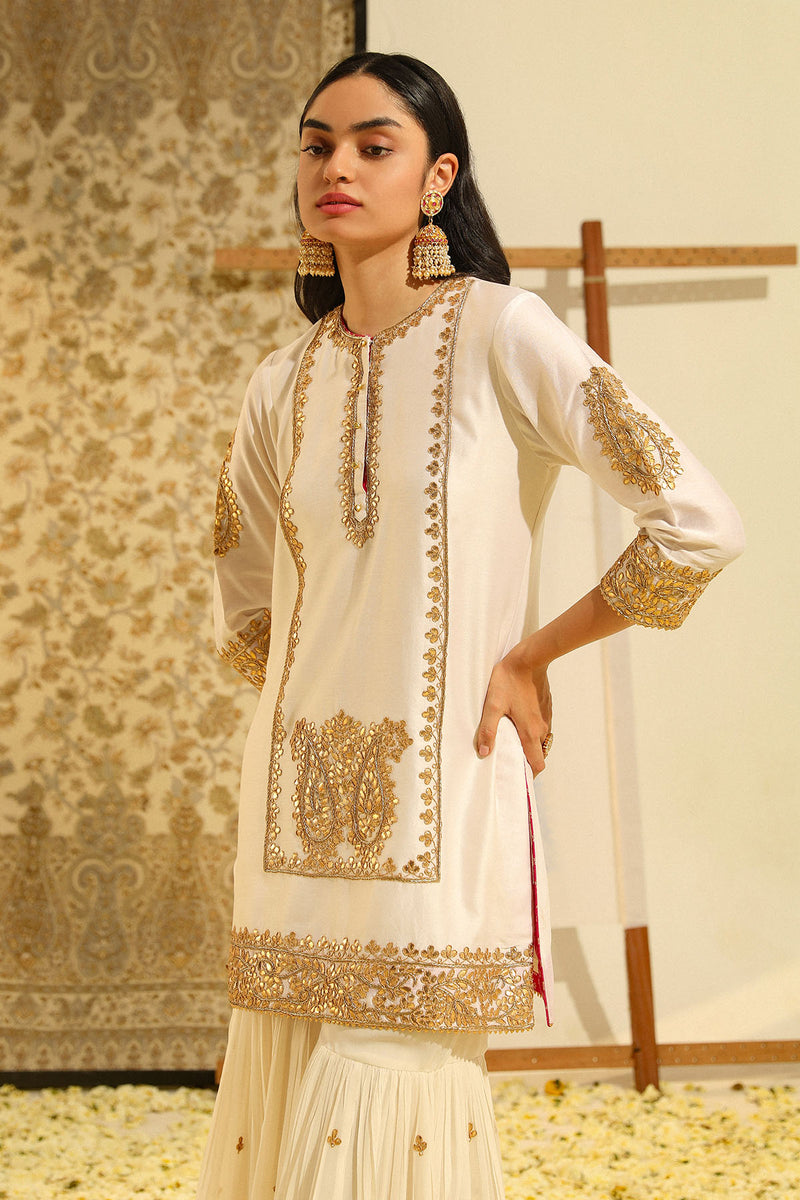 SIRAJ-Short kurta with garara and odhni