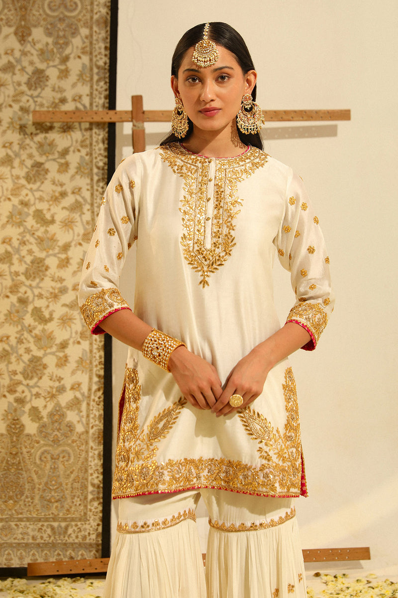 SHAMSHUL-Short kurta with garara and odhni