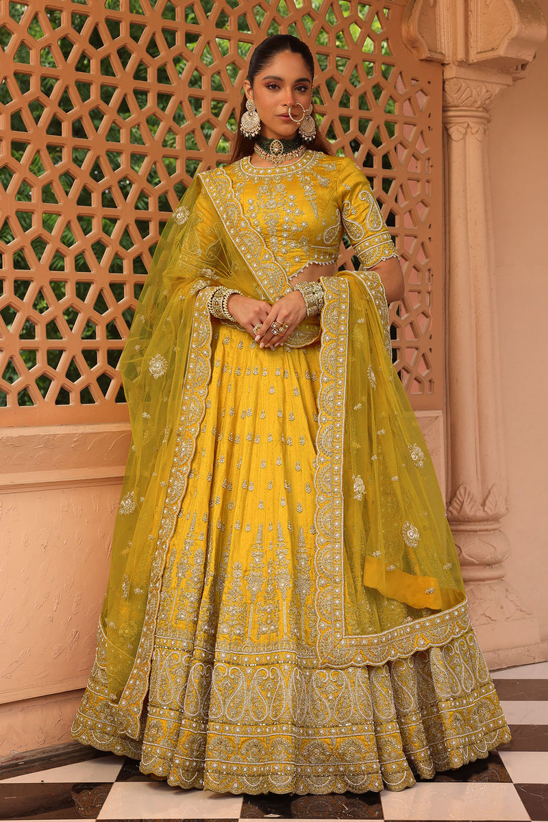Uzma - Mustard Lehenga with Blouse and Dupatta