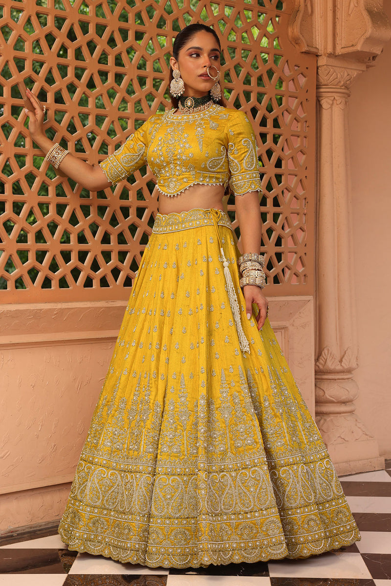 Uzma - Mustard Lehenga with Blouse and Dupatta