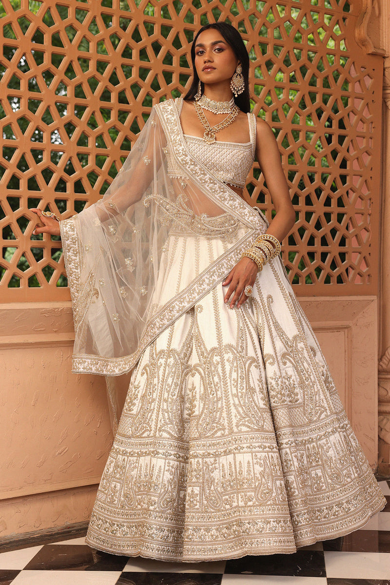 Iqra - Ivory Lehenga with Blouse and Dupatta