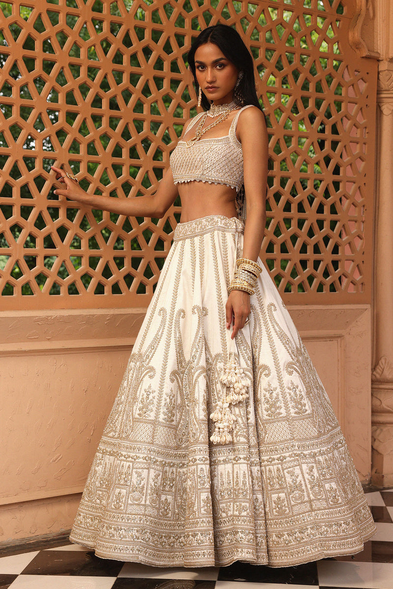 Iqra - Ivory Lehenga with Blouse and Dupatta