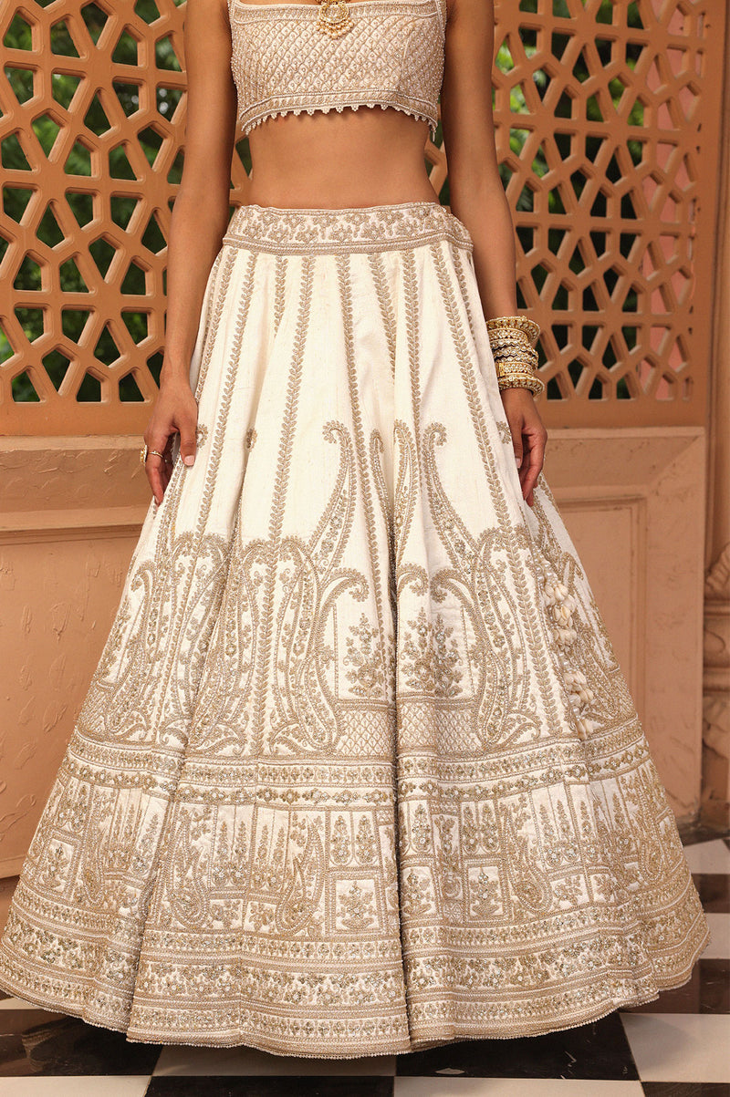 Iqra - Ivory Lehenga with Blouse and Dupatta