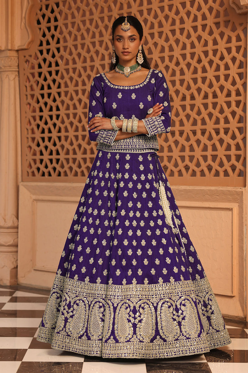 Aasmaa - Purple Lehenga with Choli and Dupatta