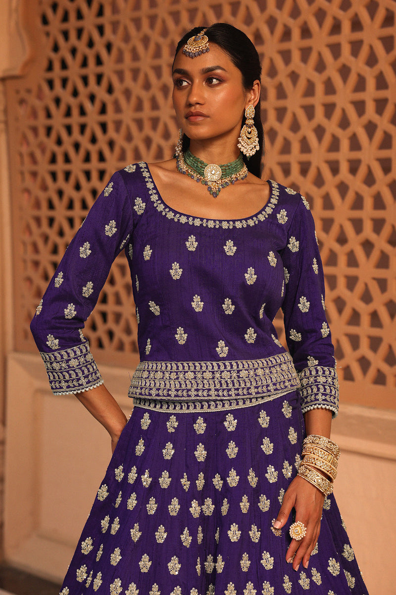 Aasmaa - Purple Lehenga with Choli and Dupatta
