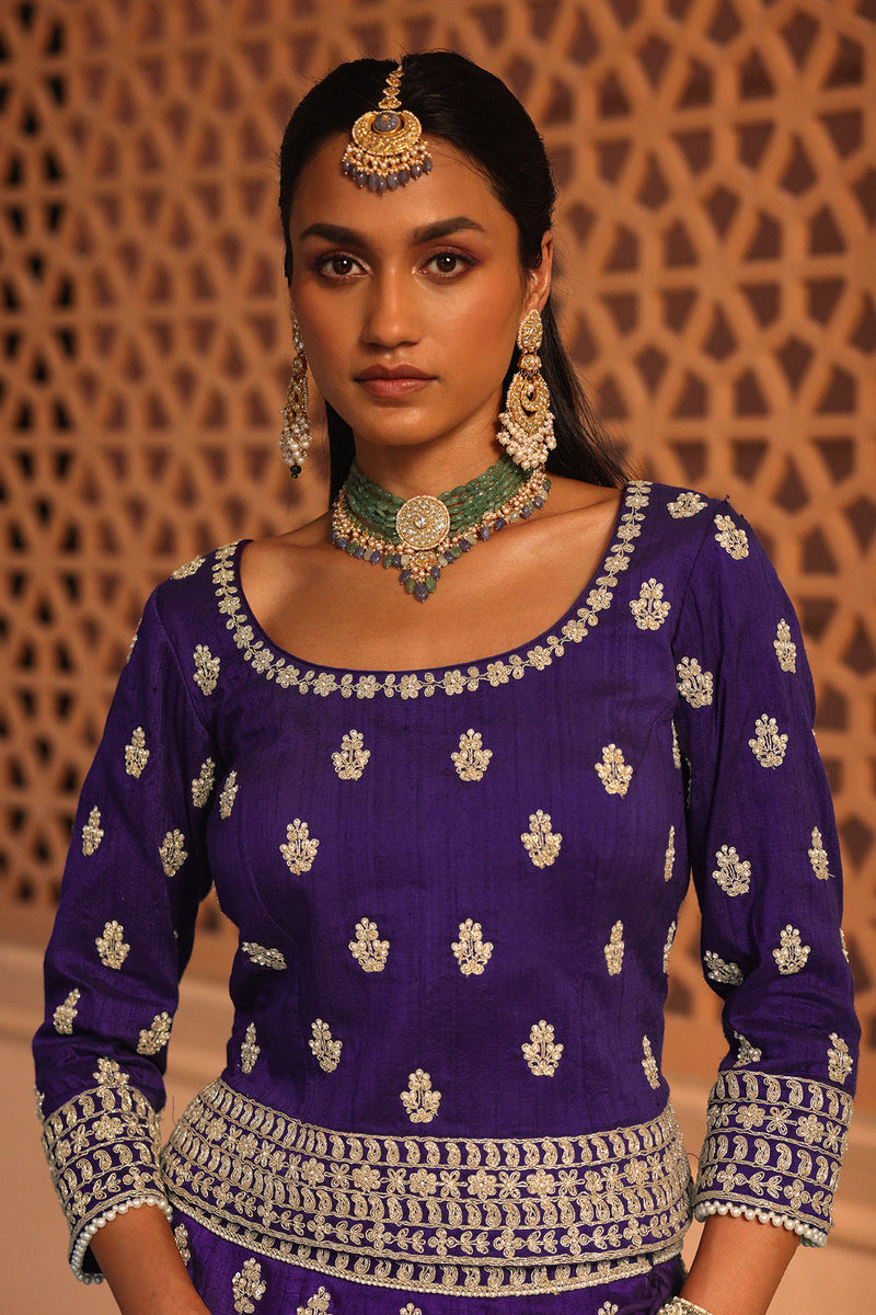 Aasmaa - Purple Lehenga with Choli and Dupatta