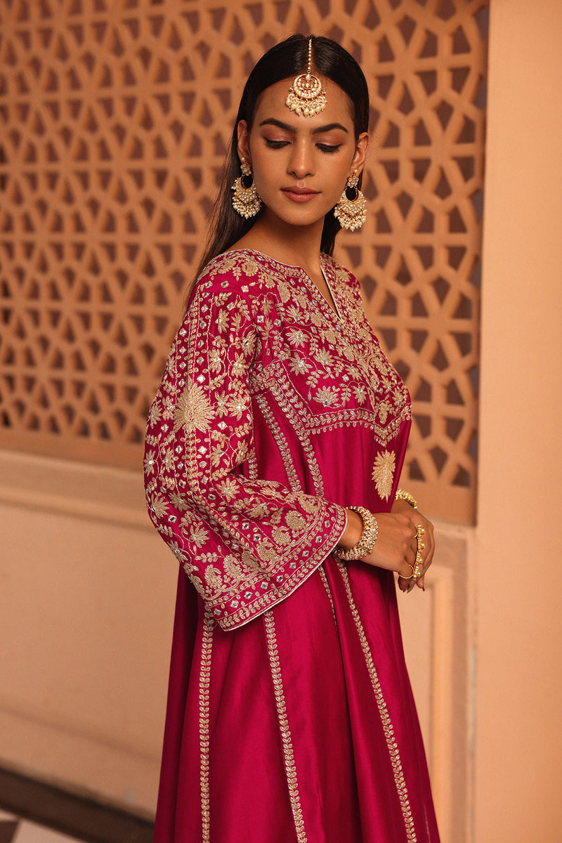 Aiman - Short Knee Length Chauga with Salwar and Khada Dupatta