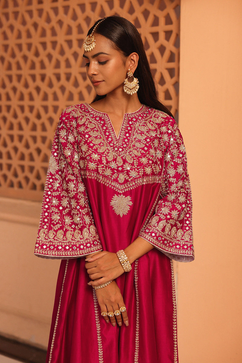 Aiman - Short Knee Length Chauga with Salwar and Khada Dupatta