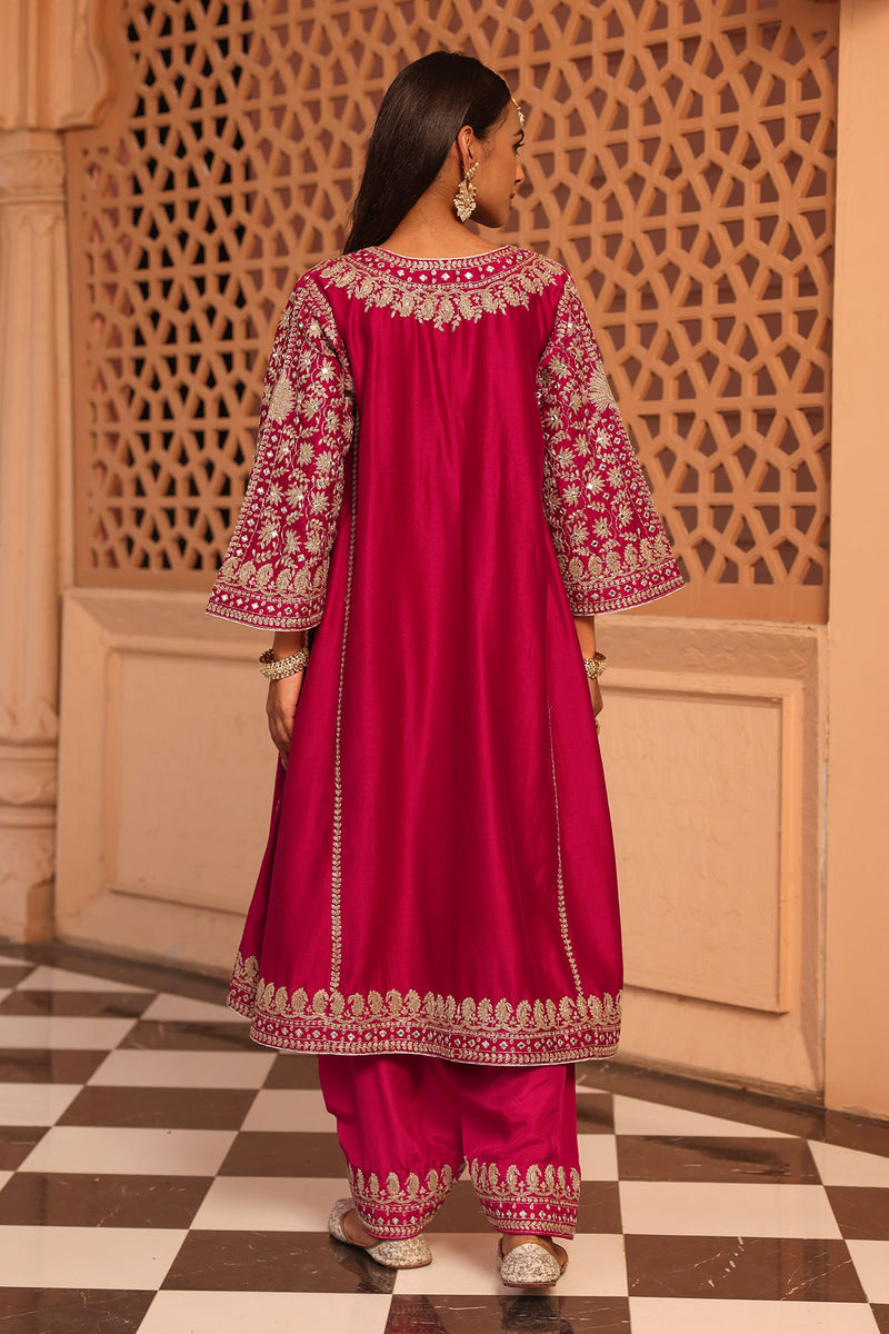 Aiman - Short Knee Length Chauga with Salwar and Khada Dupatta