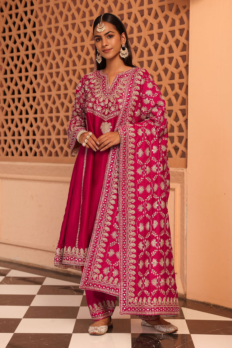 Aiman - Short Knee Length Chauga with Salwar and Khada Dupatta