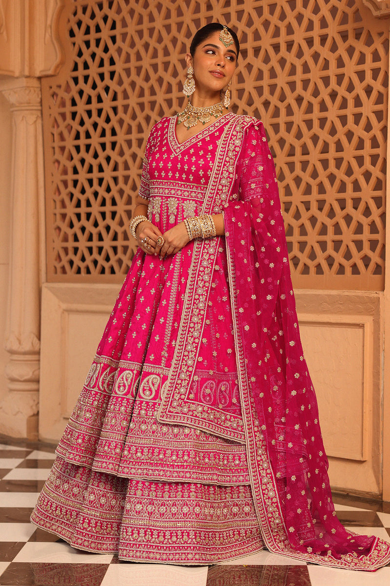 Naila - Hotpink Anarkali with  Lehenga and Dupatta