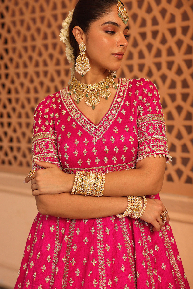 Naila - Hotpink Anarkali with  Lehenga and Dupatta