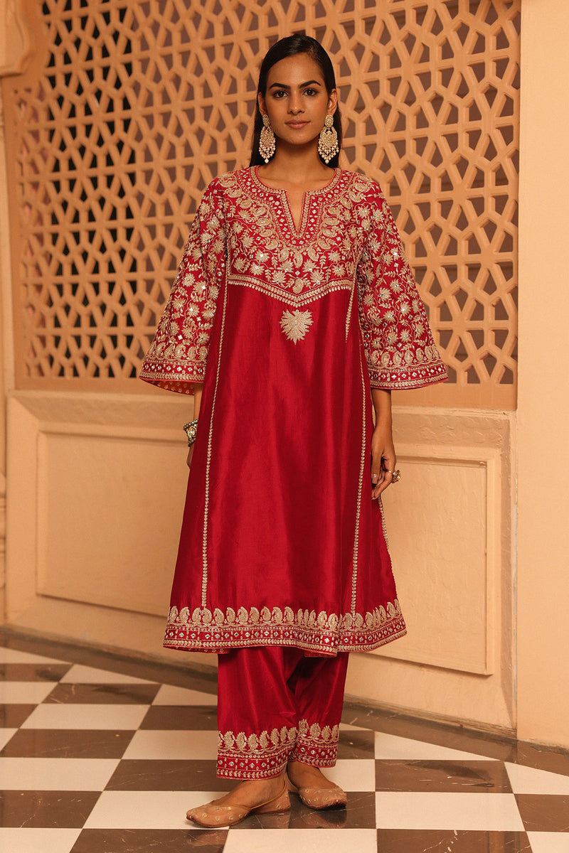 Aiman - Short Knee Length Chauga with Salwar and Odhni