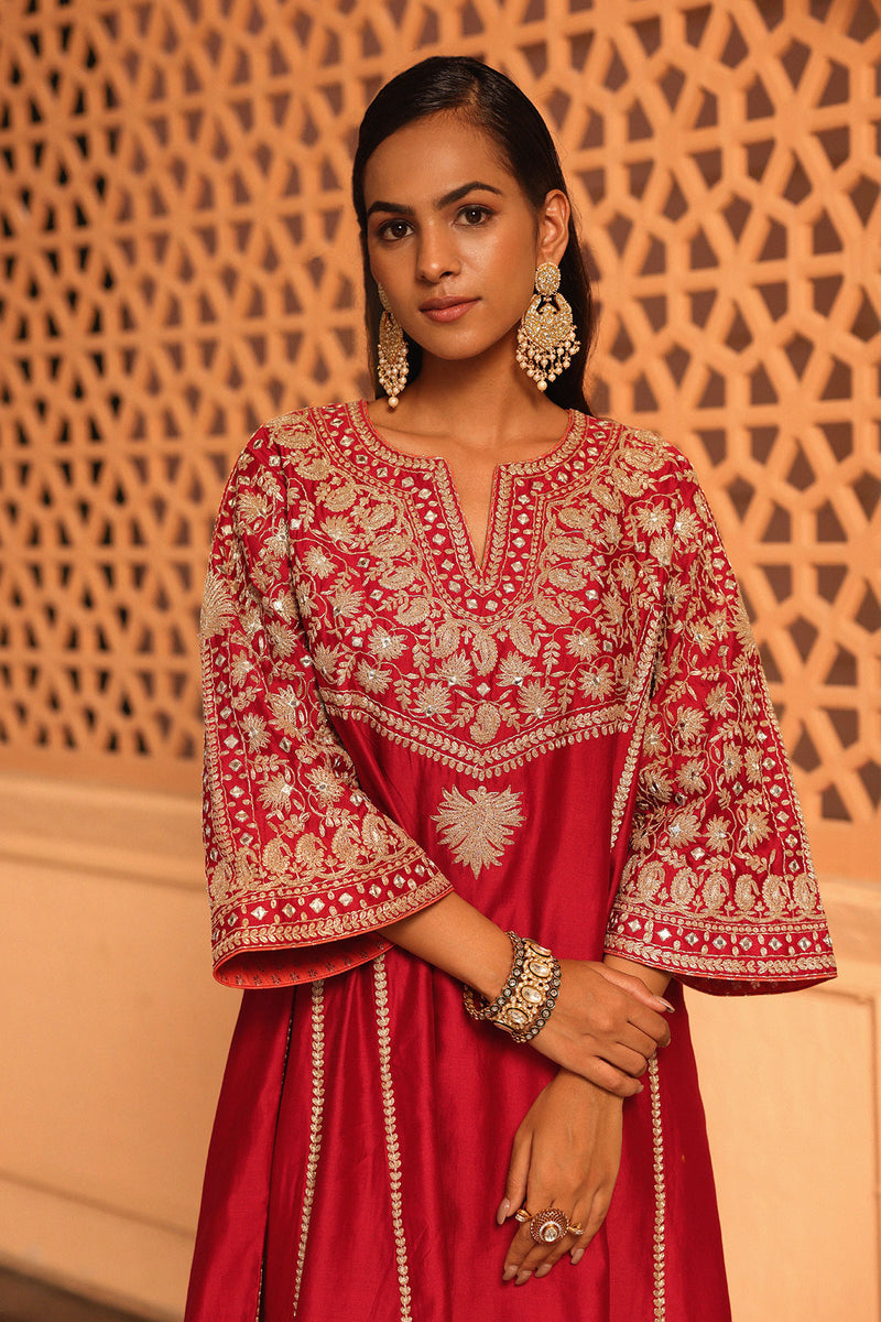 Aiman - Short Knee Length Chauga with Salwar and Odhni