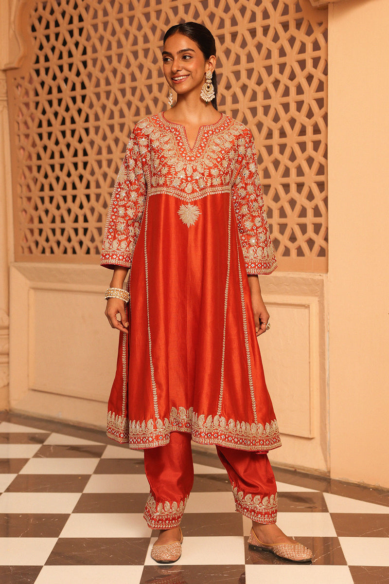 Aiman - Short Knee Length Chauga with Salwar and Odhni