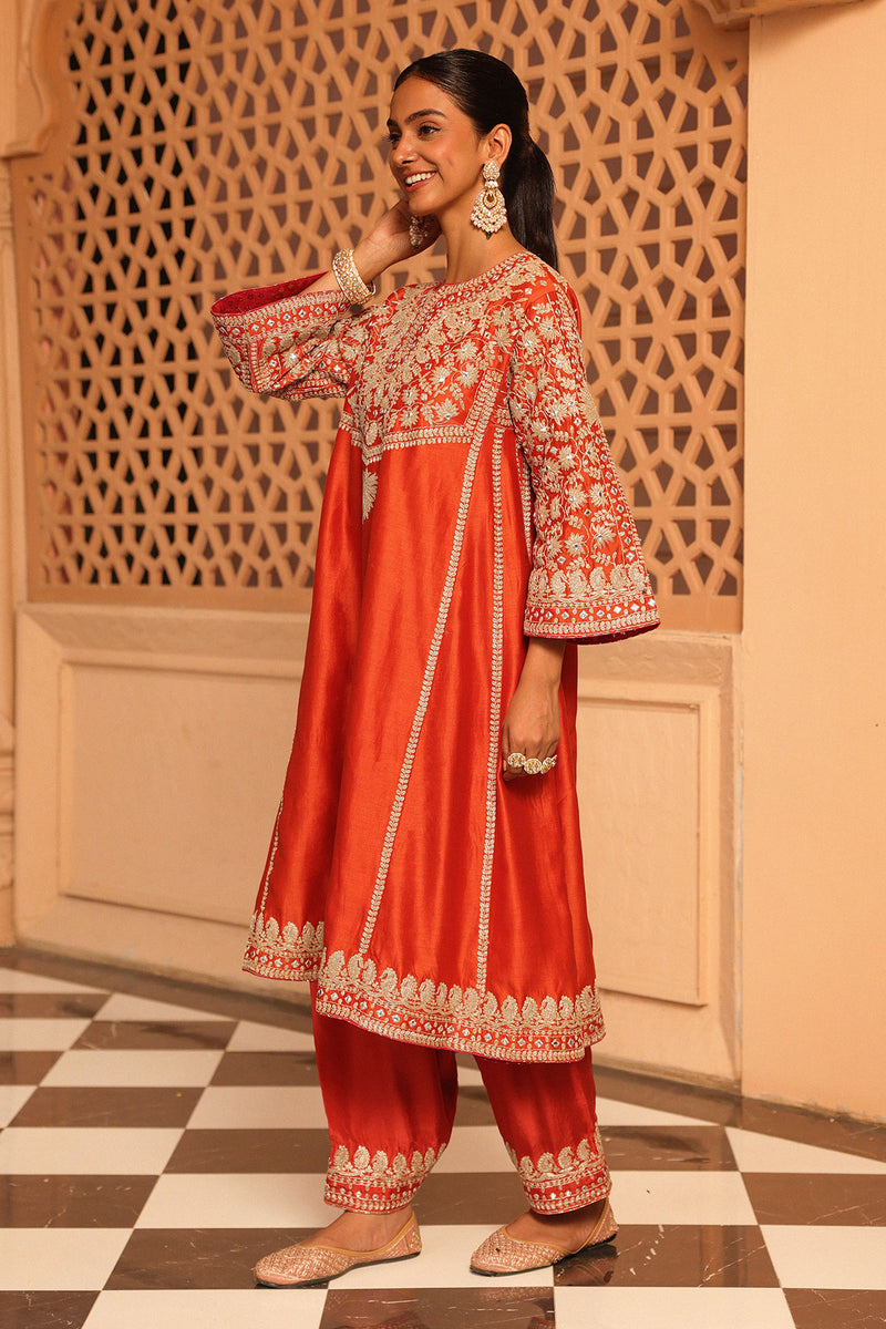 Aiman - Short Knee Length Chauga with Salwar and Odhni