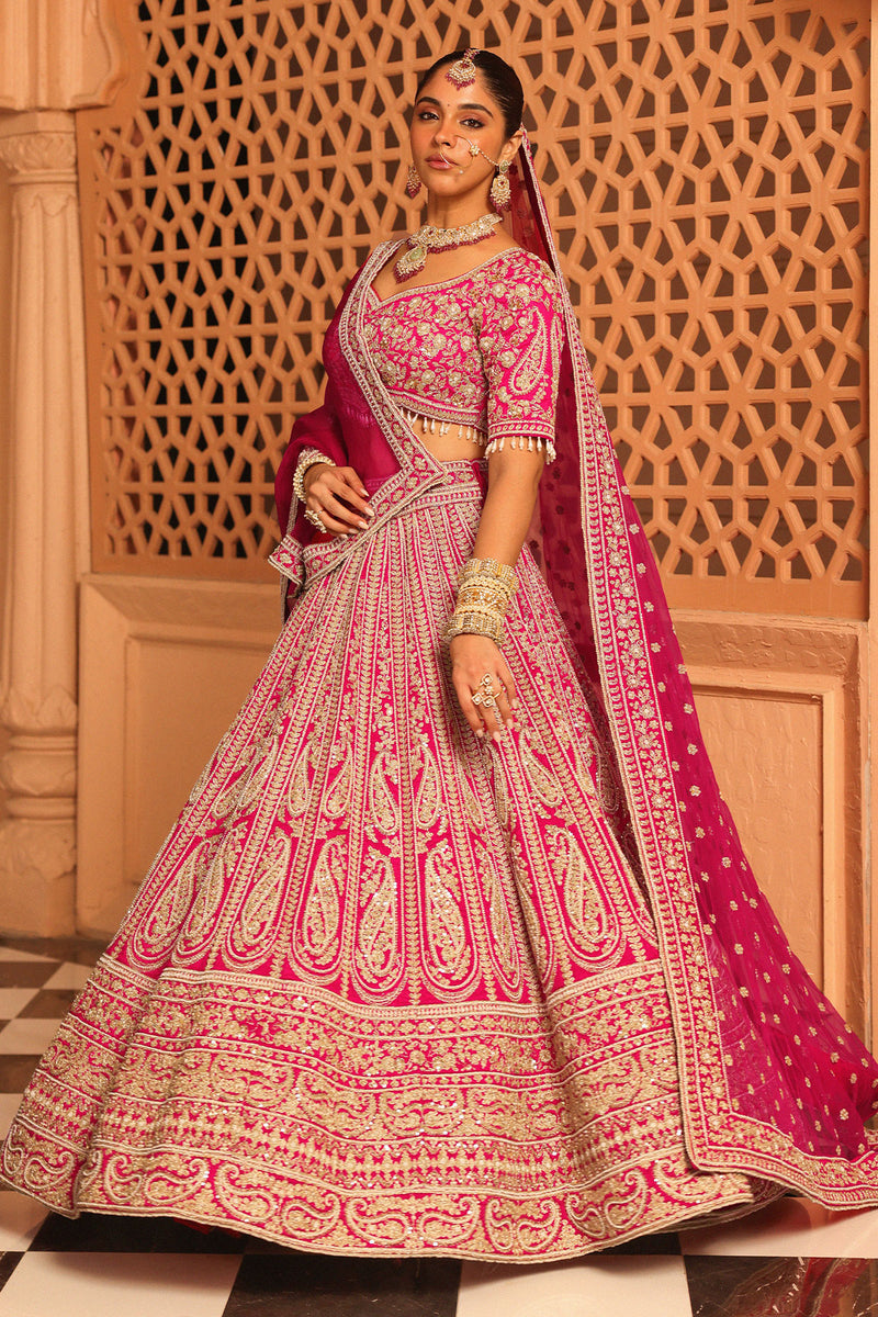 Inaya - Hotpink Lehenga with Blouse and Dupatta