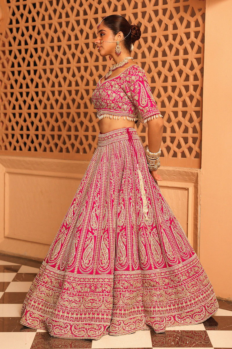 Inaya - Hotpink Lehenga with Blouse and Dupatta