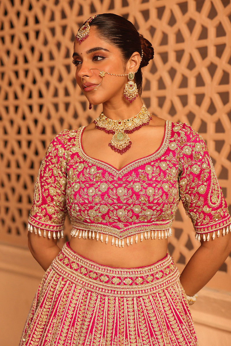 Inaya - Hotpink Lehenga with Blouse and Dupatta