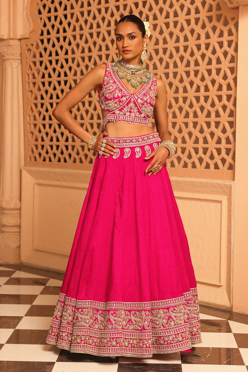 Ilma - Hotpink Lehenga with Blouse and Dupatta