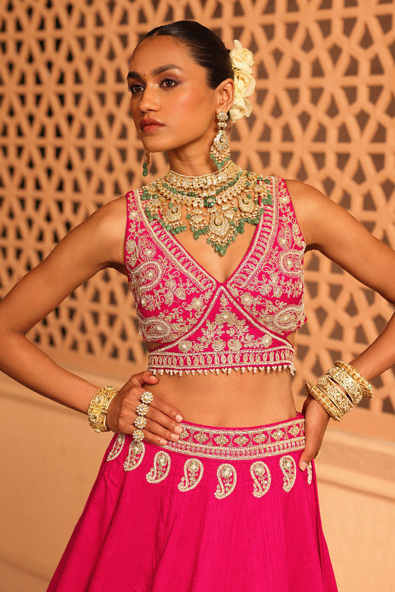 Ilma - Hotpink Lehenga with Blouse and Dupatta