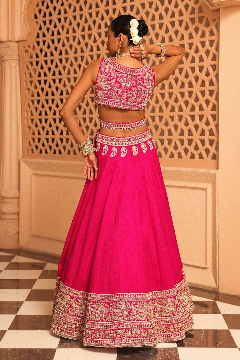Ilma - Hotpink Lehenga with Blouse and Dupatta